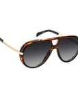 David Beckham DB99 Voyager 21K 30 Brown Horn Gold - Dark Grey Shaded Sunglasses