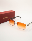 Cartier Sunglasses White Black Frame Gradient Red Lens - C65F69J8