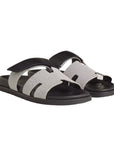 Hermès Chypre Sandal Toile Veau Prunoir/ Noir