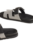 Hermès Chypre Sandal Toile Veau Prunoir/ Noir