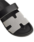 Hermès Chypre Sandal Toile Veau Prunoir/ Noir