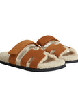 Hermès Chypre Sandal – Brown / Écru Shearling