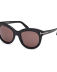 Tom Ford Odette TF 1189 ECO 01E Shiny Black Frame with Dark brown Lens Sunglasses