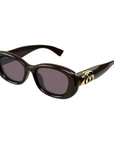 Gucci GG1829SK 004 Brown Frame with Violet Lens Square Sunglasses