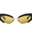 Bottega Venetta BV1387S 001 Black Frame with Yellow Lens Cat Eye Sunglasses