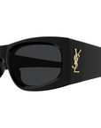 Saint Laurent SLM140RIM 001 Shiny Black Rectangular Sunglasses
