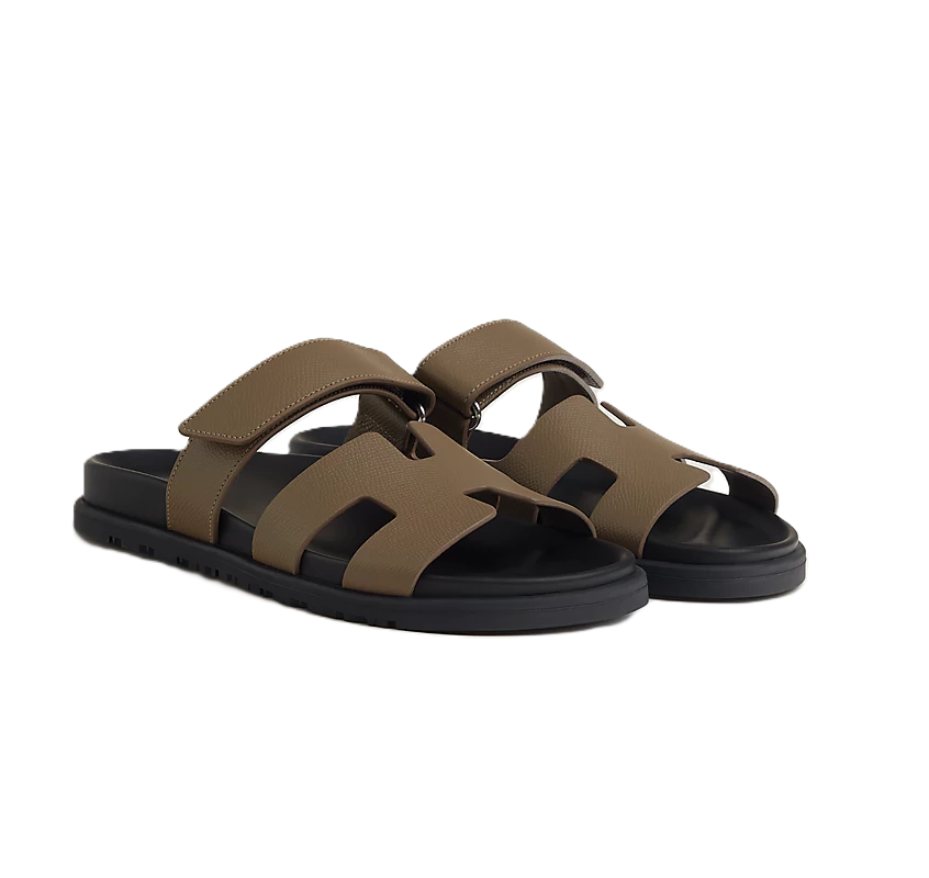 Hermes Chypre Sandal Etoupe in Epsom leather Dark Brown