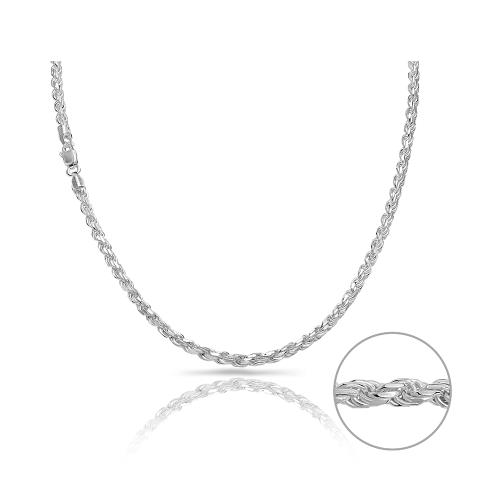 Taipan Rope Chain Necklace - White Silver 925