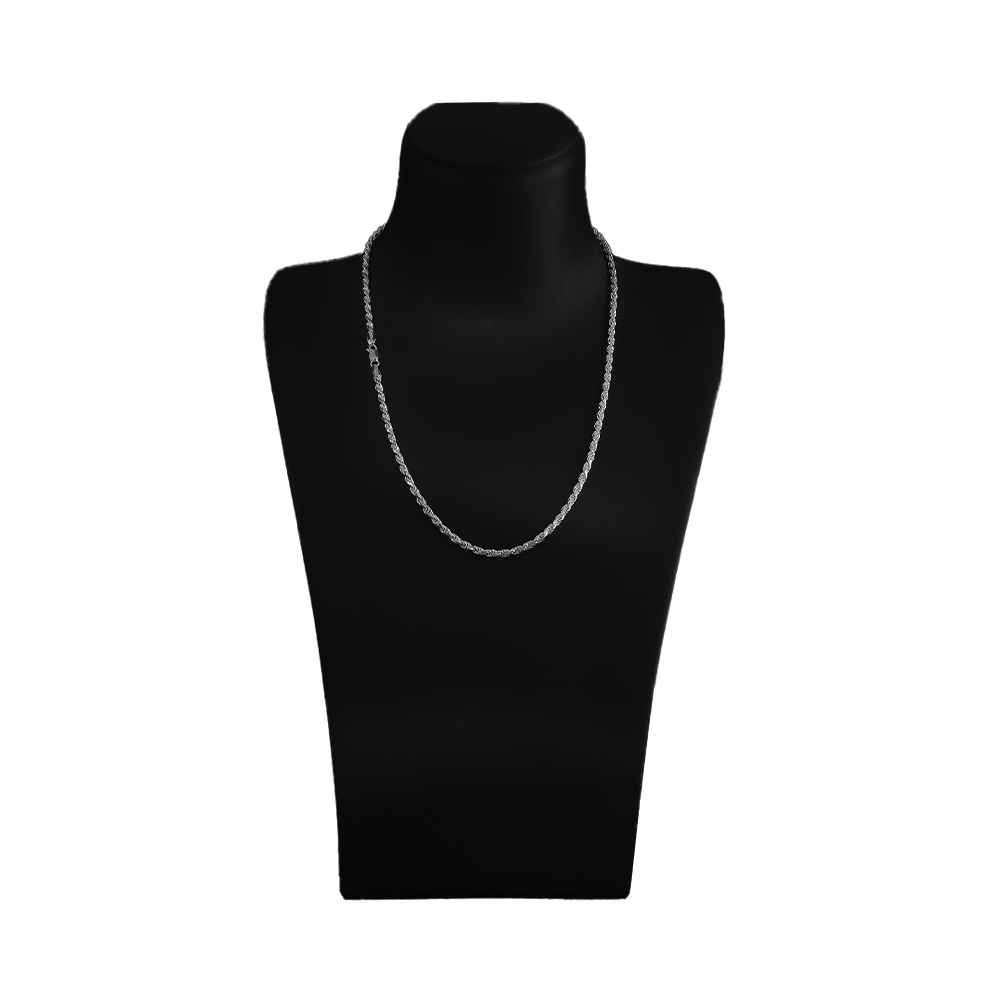 Taipan Rope Chain Necklace - White Silver 925