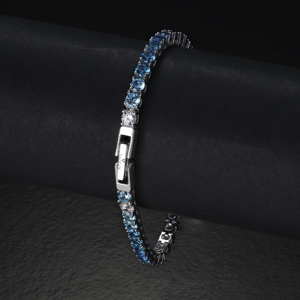 Taipan Tennis Chain Bracelet - Blue/White Silver 925