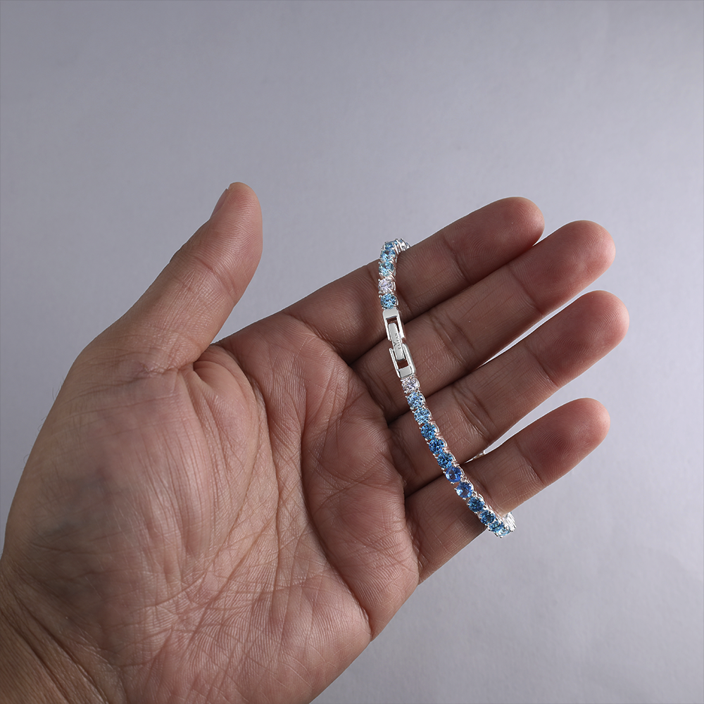 Taipan Tennis Chain Bracelet - Blue/White Silver 925