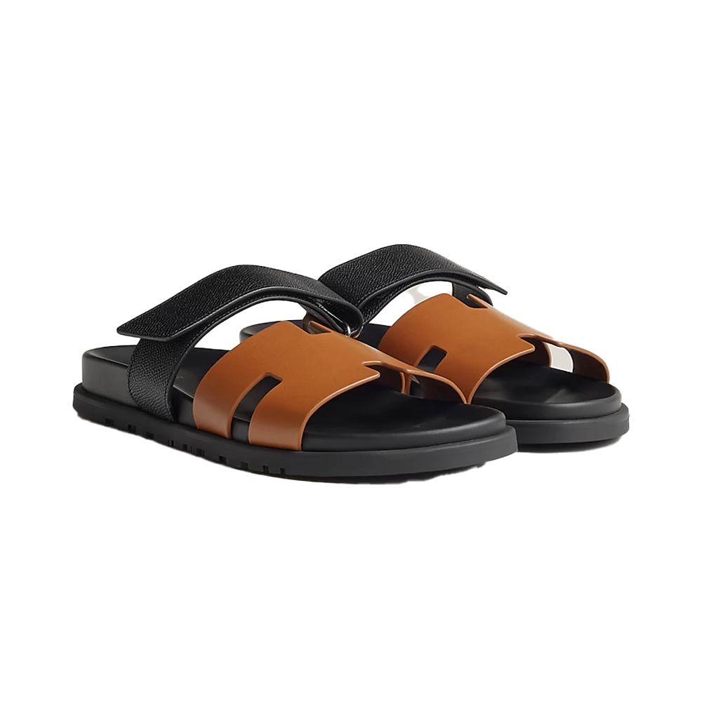 Hermes Chypre Sandals Brown & Black Belt