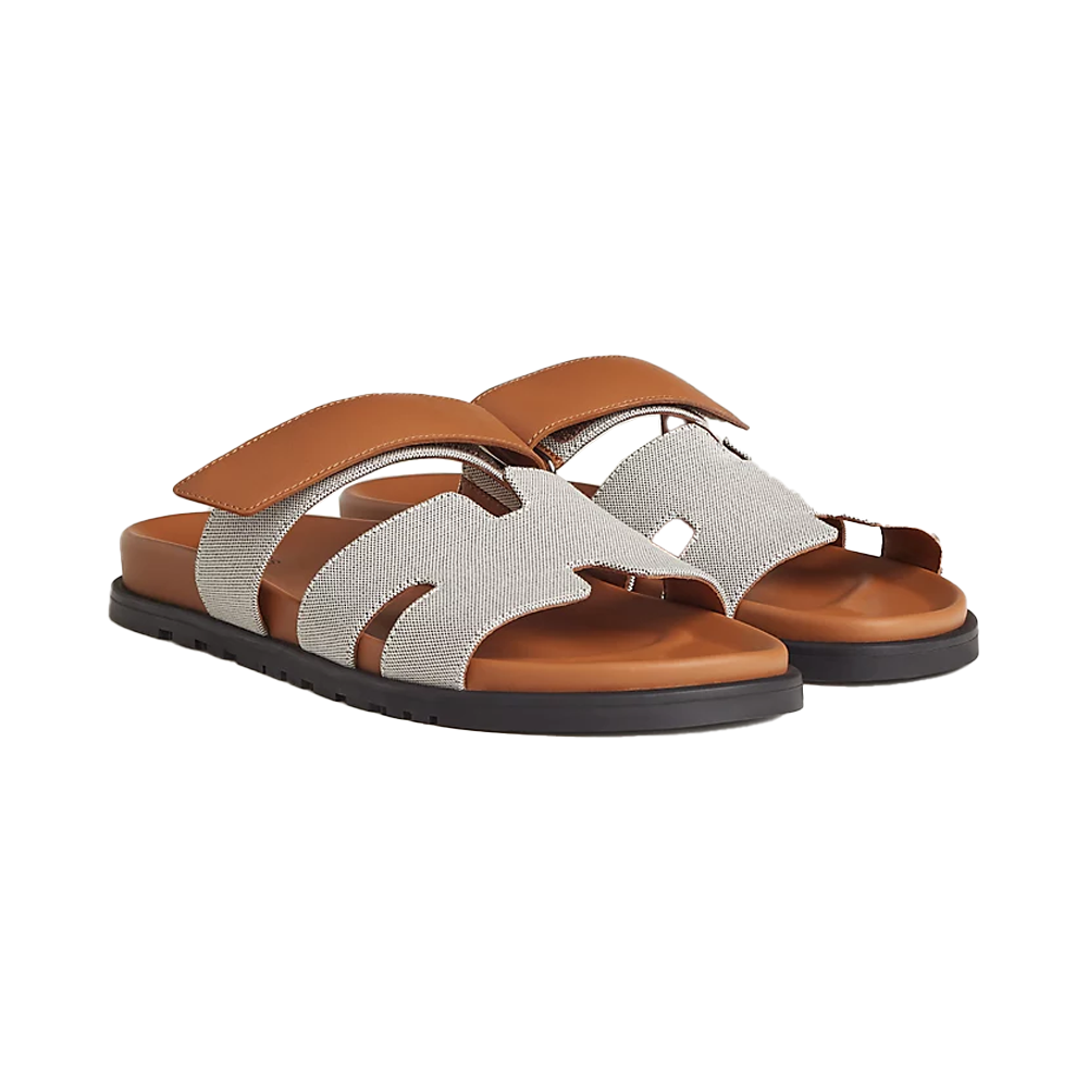 HERMES CHYPRE SANDALS GREY/TAN