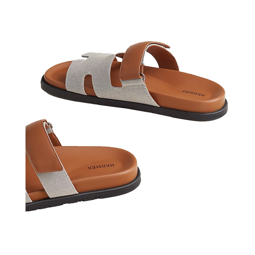 HERMES CHYPRE SANDALS GREY/TAN