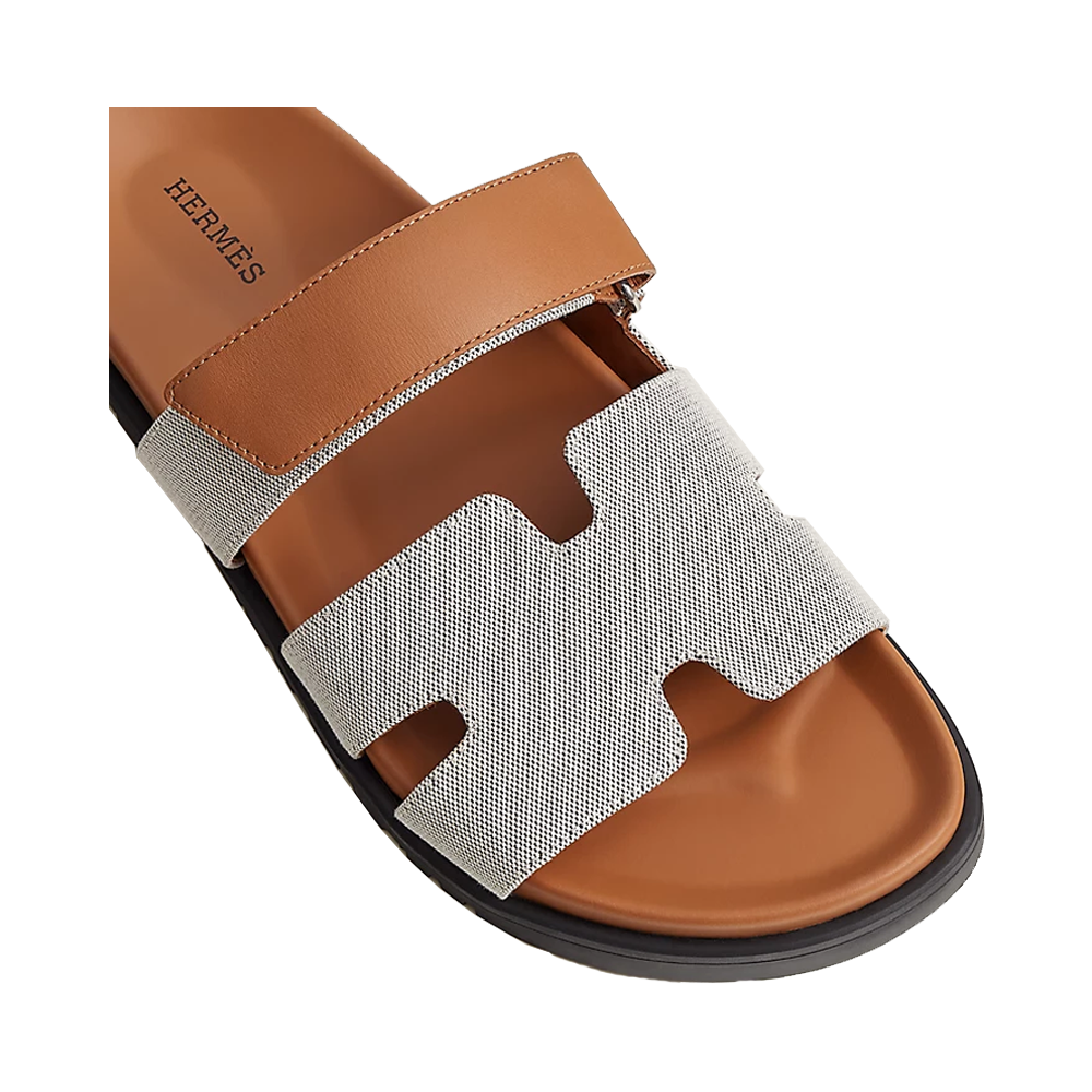 HERMES CHYPRE SANDALS GREY/TAN