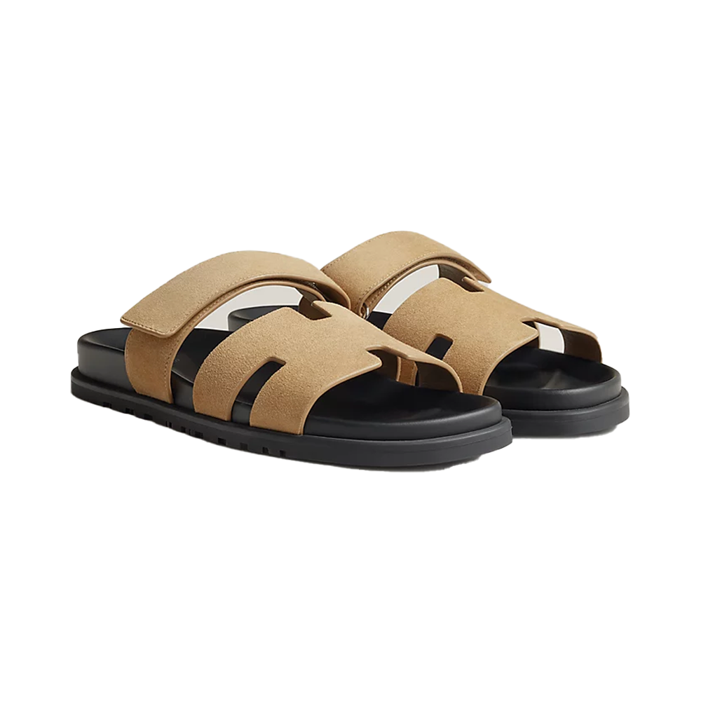 HERMES CHYPRE SANDALS NATURAL SUEDE