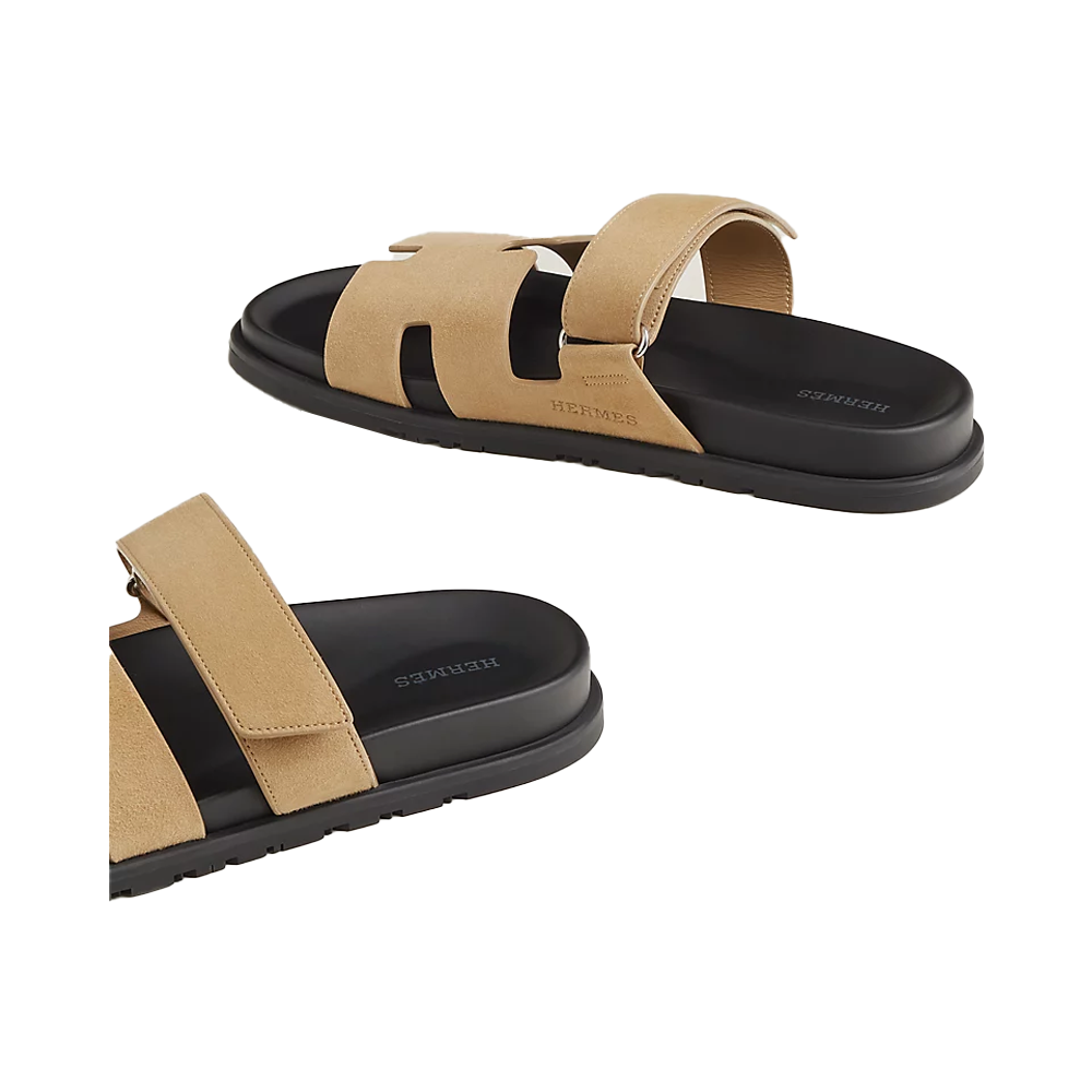 HERMES CHYPRE SANDALS NATURAL SUEDE