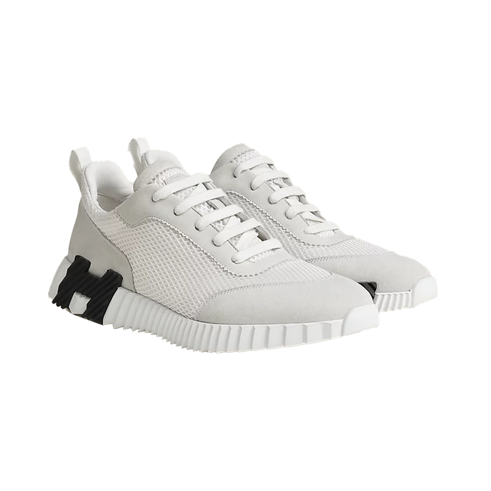 Hermes Bouncing Sneaker White / Black Logo Mesh