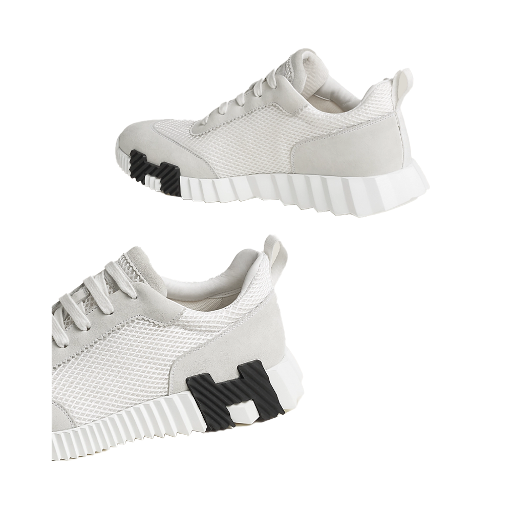 Hermes Bouncing Sneaker White / Black Logo Mesh