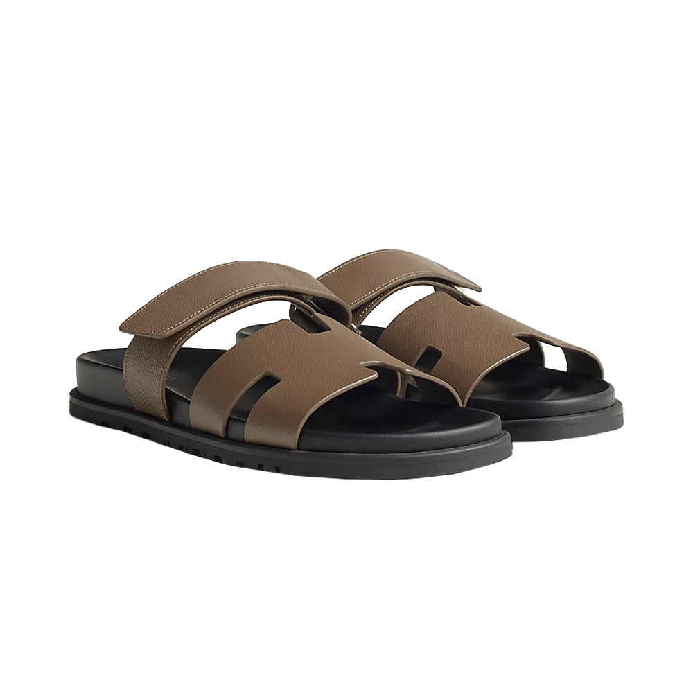 Hermes Chypre Sandal Etoupe in Epsom leather Dark Brown