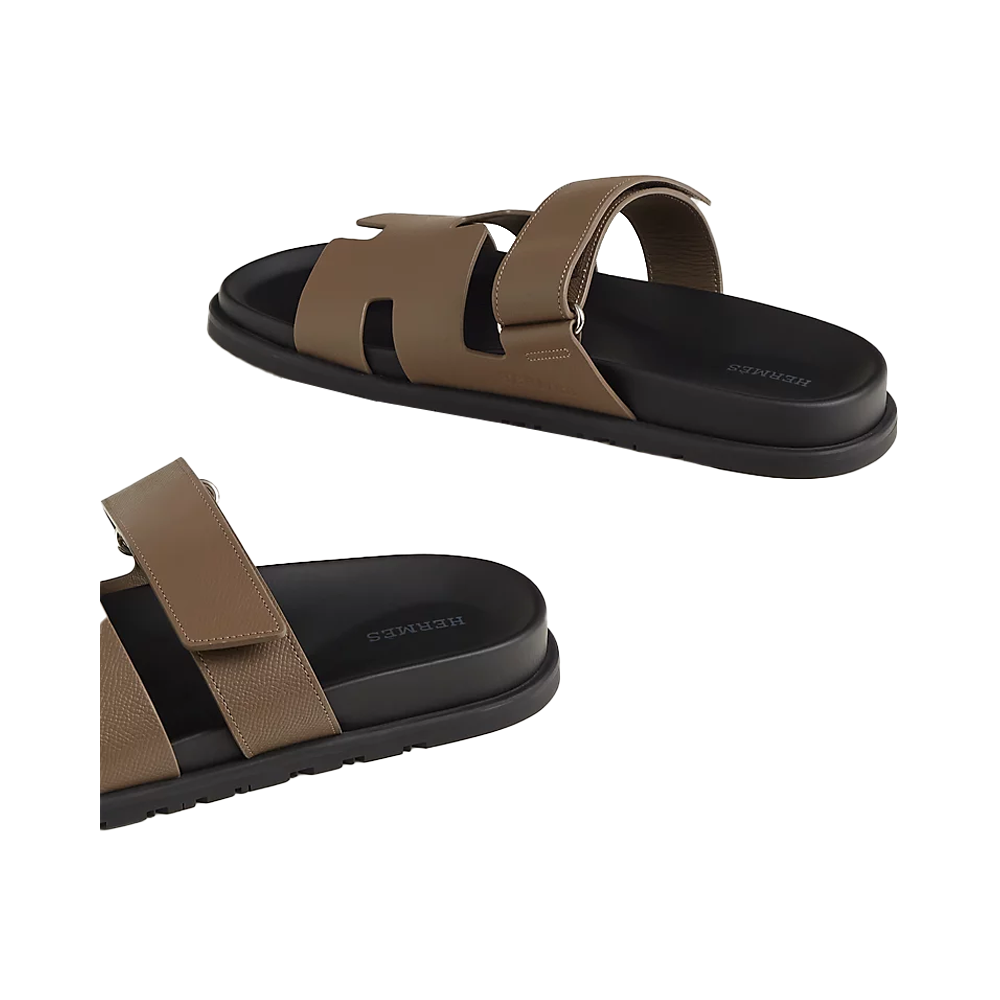 Hermes Chypre Sandal Etoupe in Epsom leather Dark Brown