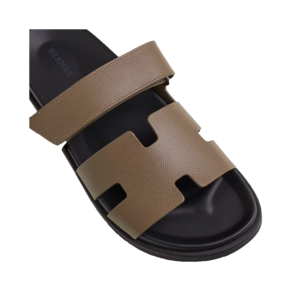 Hermes Chypre Sandal Etoupe in Epsom leather Dark Brown