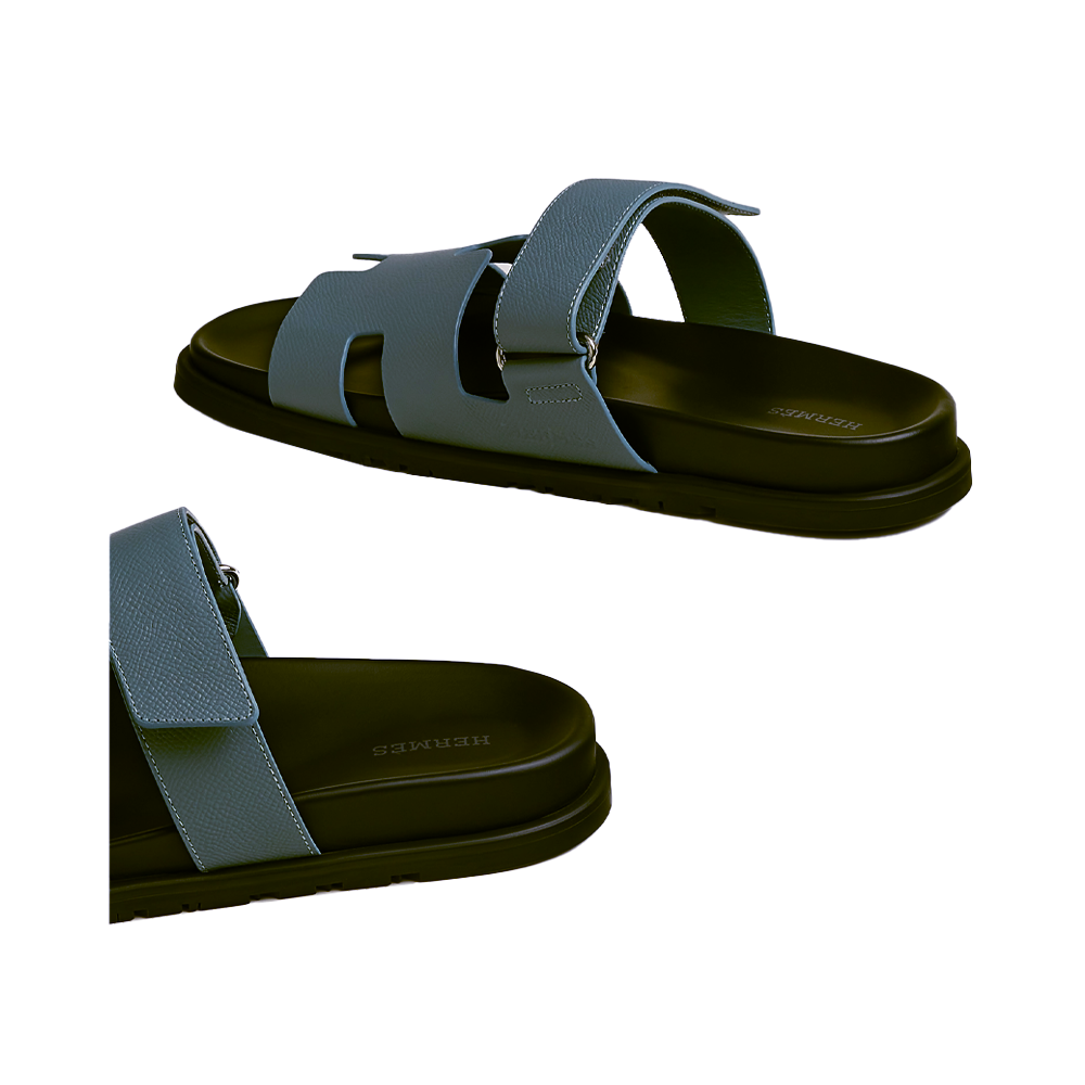 Hermes Chypre Sandals Blue Canard