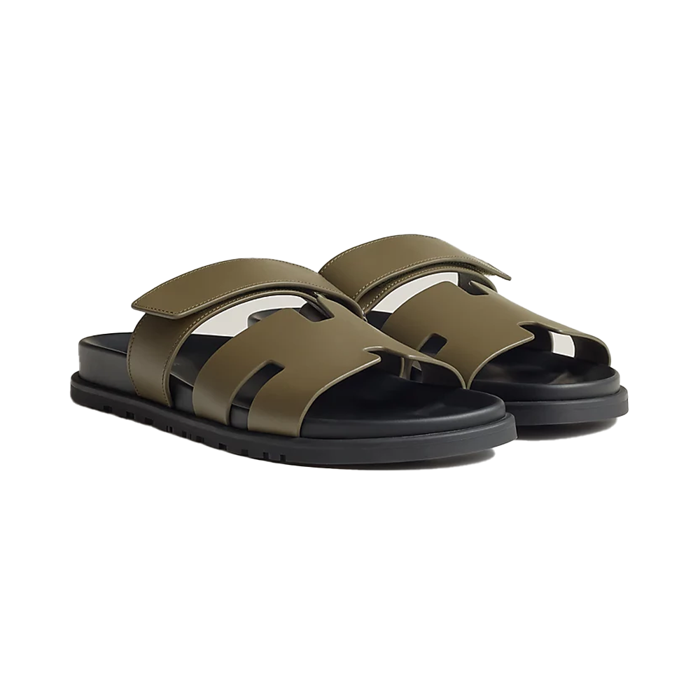 Hermes Chypre Sandals Green Forest