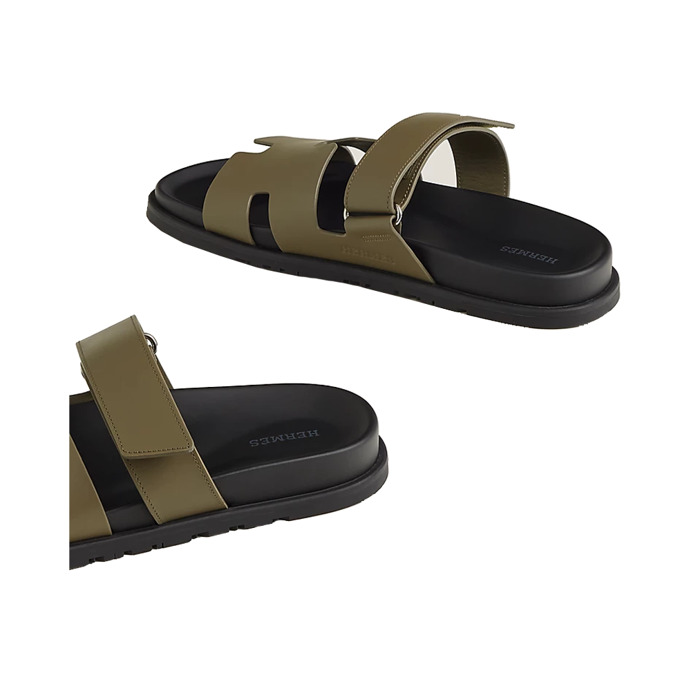 Hermes Chypre Sandals Green Forest