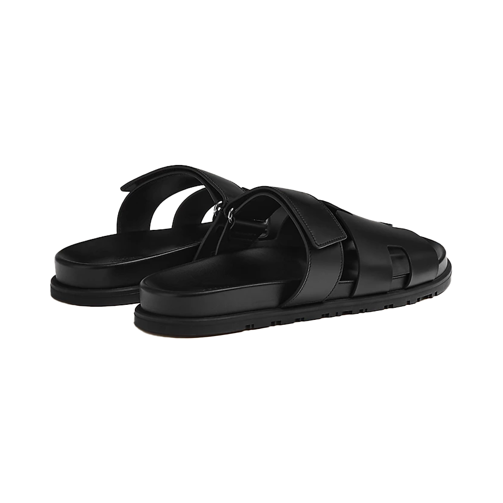 Hermes Chypre Sandals Veau Black Leather