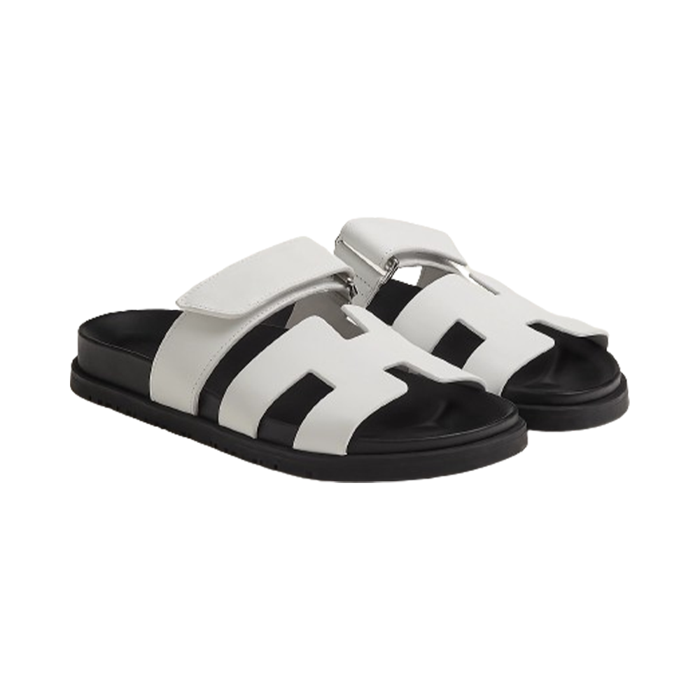 Hermes Chypre Sandals White Leather