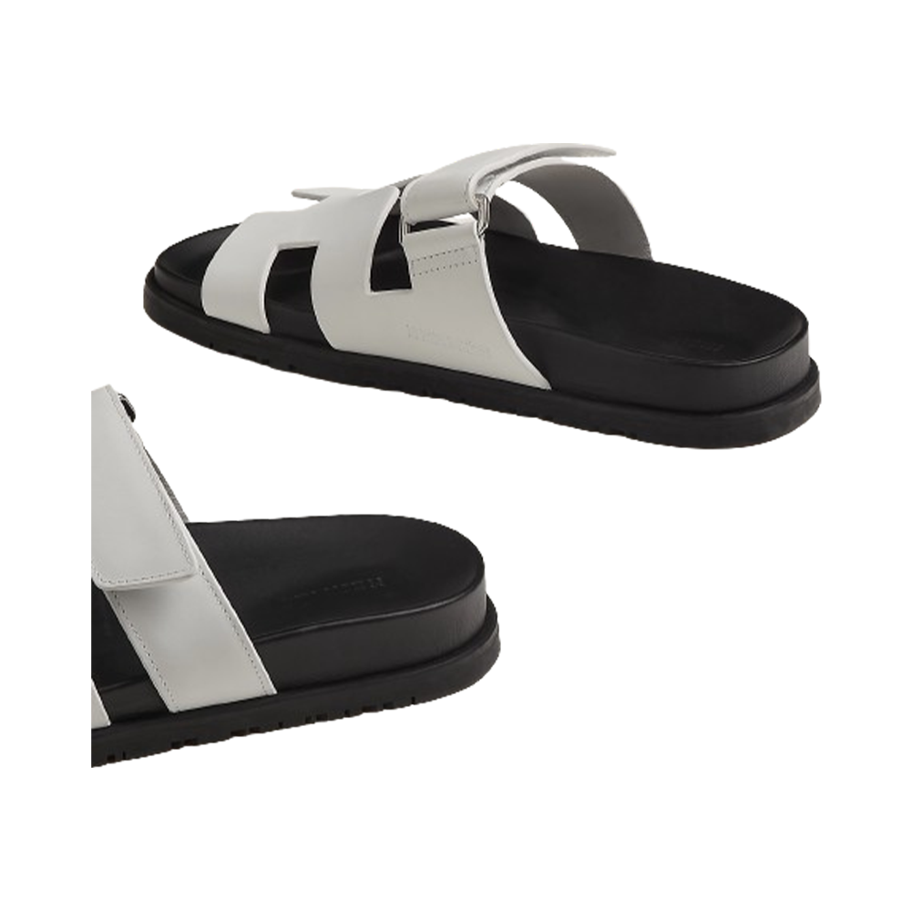 Hermes Chypre Sandals White Leather