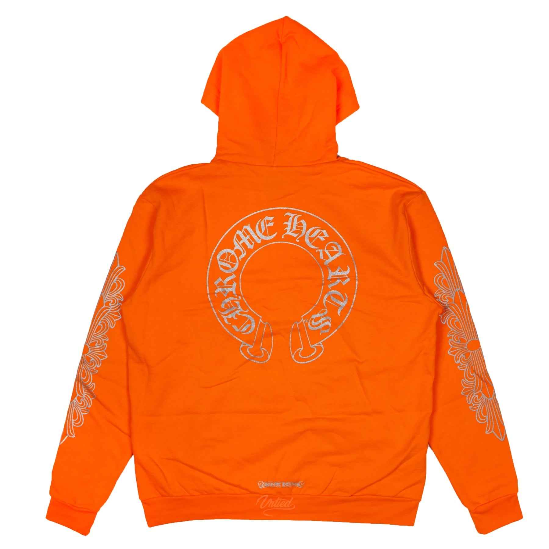 CHROME HEARTS GLITTER HORSEHOE LOGO ORANGE HOODIE