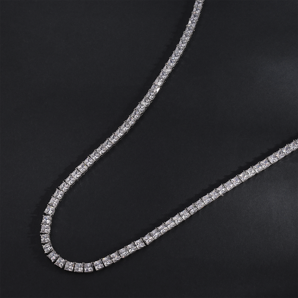 Iced Out Tennis Chain Necklace 6mm x 55cm - White Silver 925