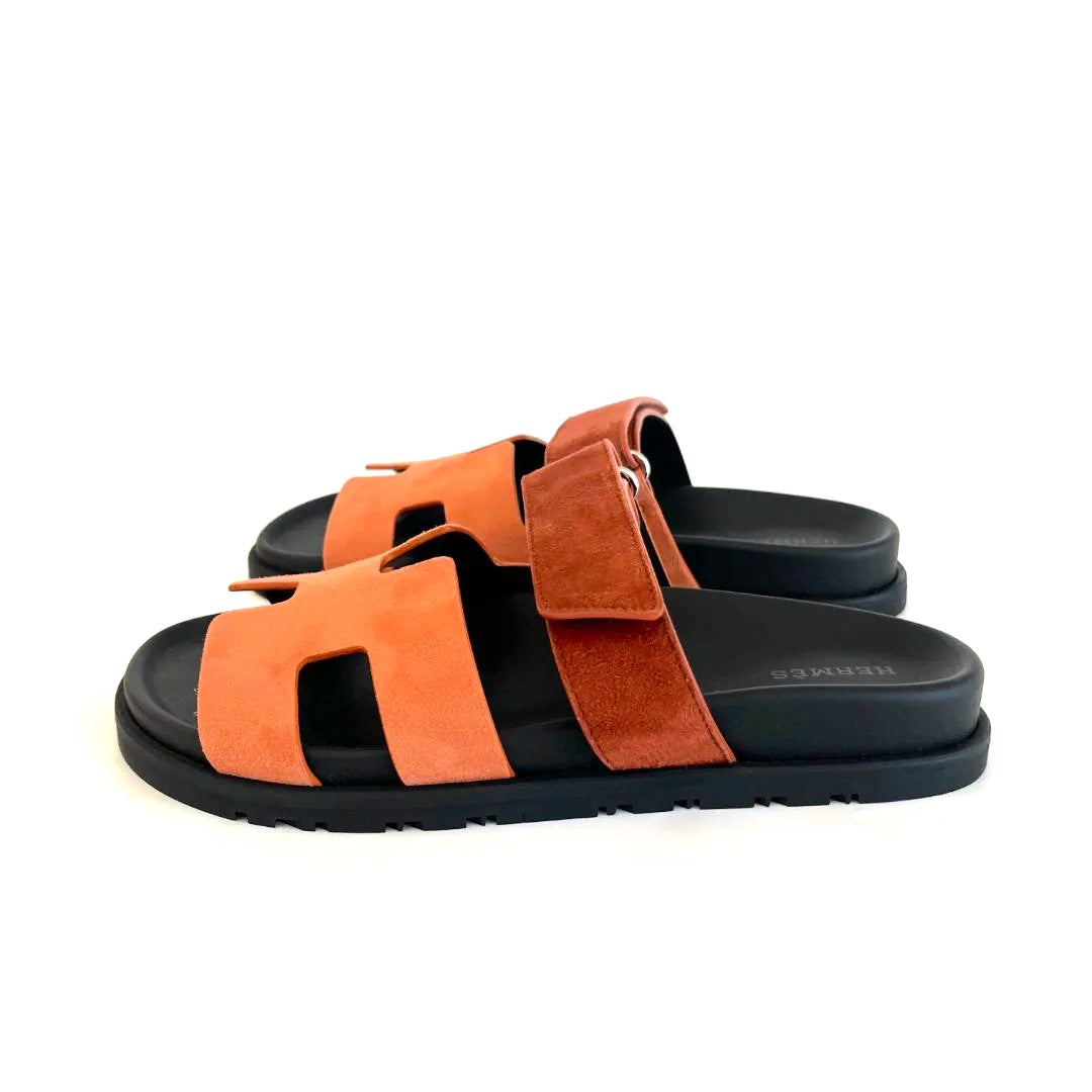 Hermes Chypre Sandal Orange Suede