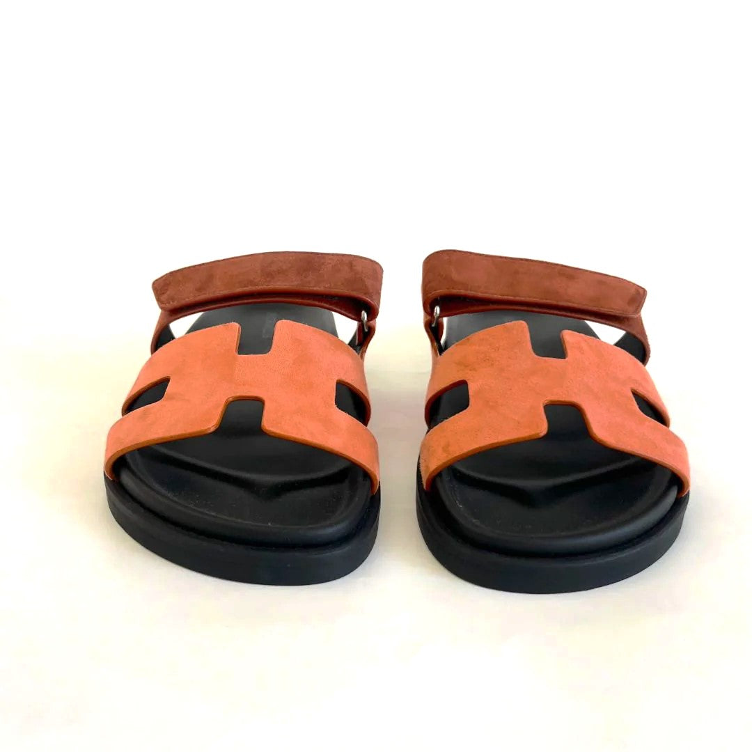 Hermes Chypre Sandal Orange Suede