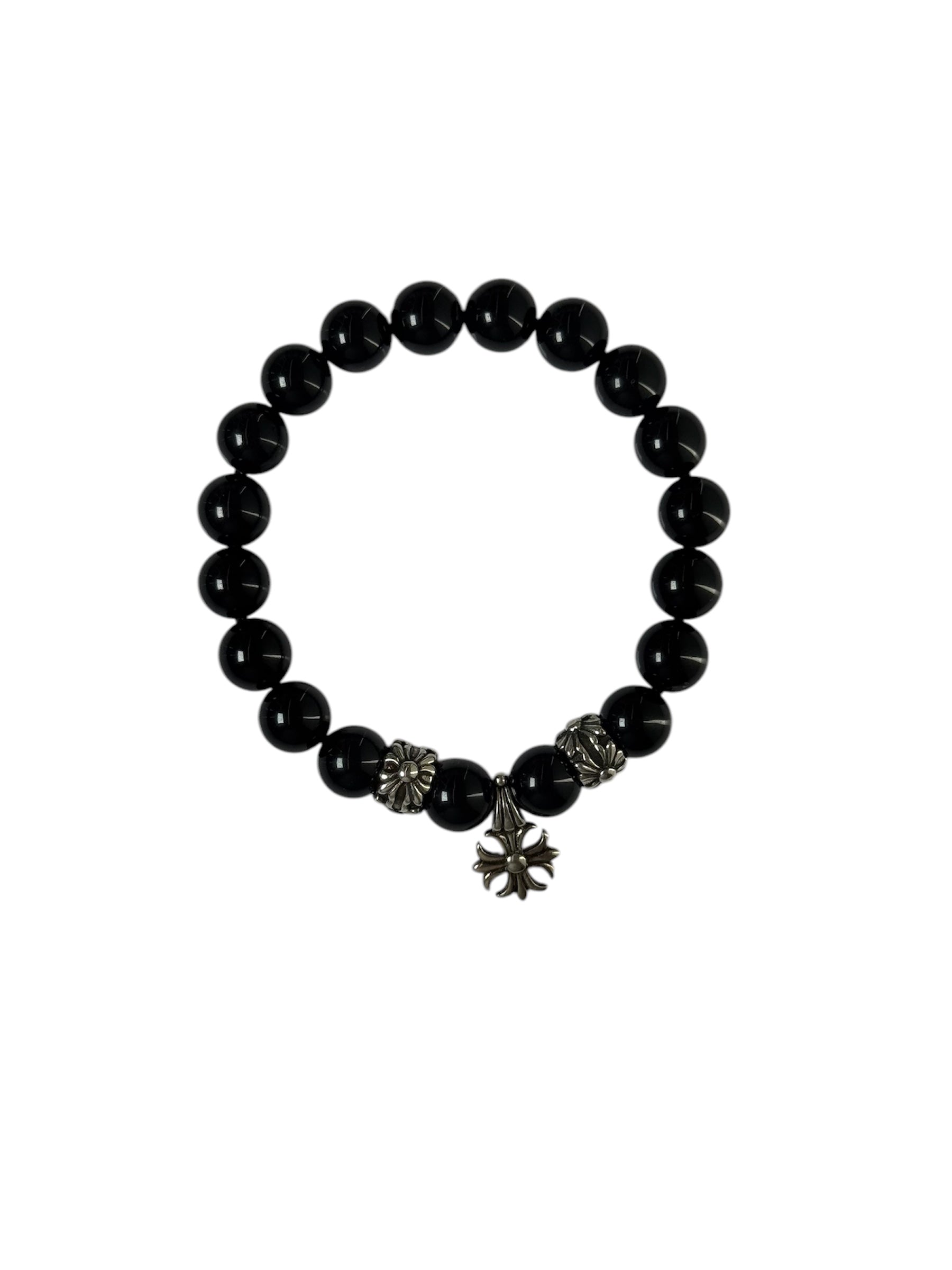 Chrome Hearts ONYX BEAD BRACELET 8MM (4 SILVER BEADS)