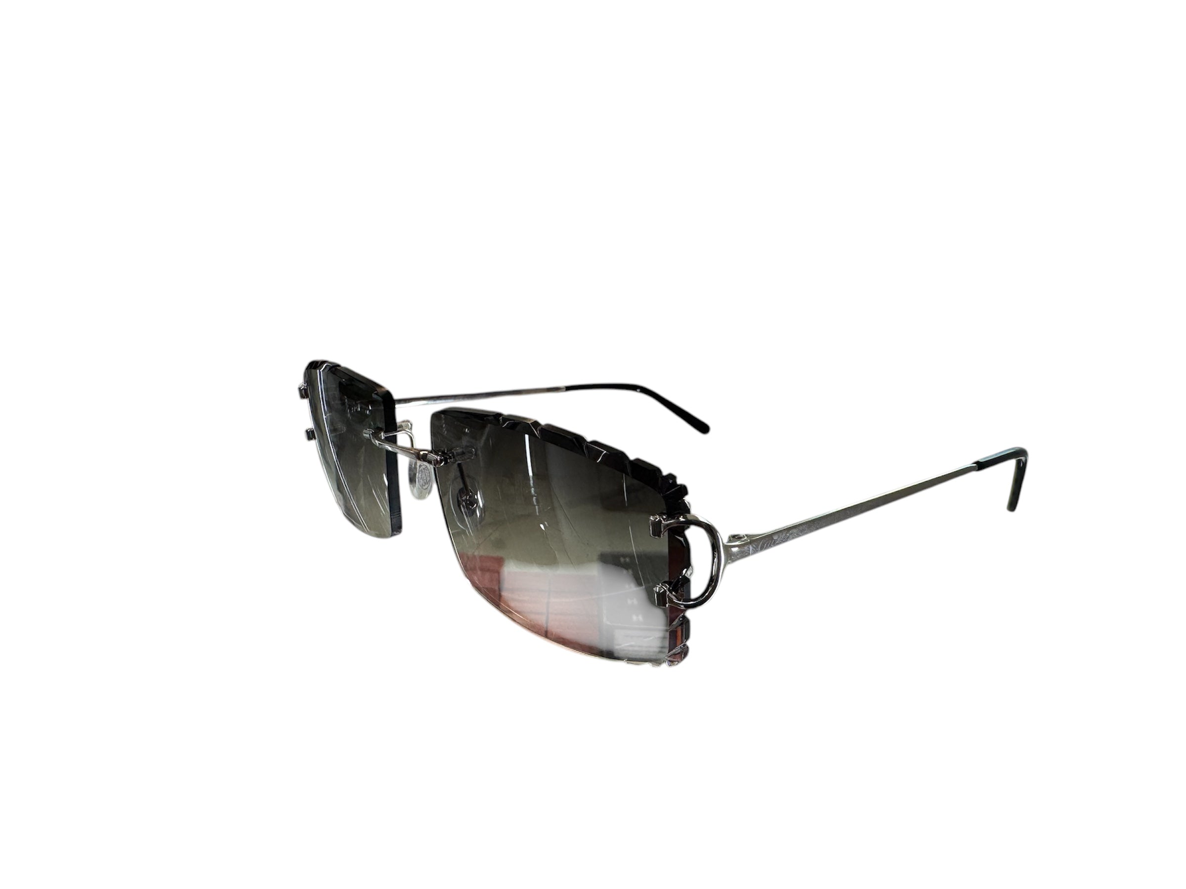 Cartier Sunglasses Silver Frame / Smoke Black Cut Lense