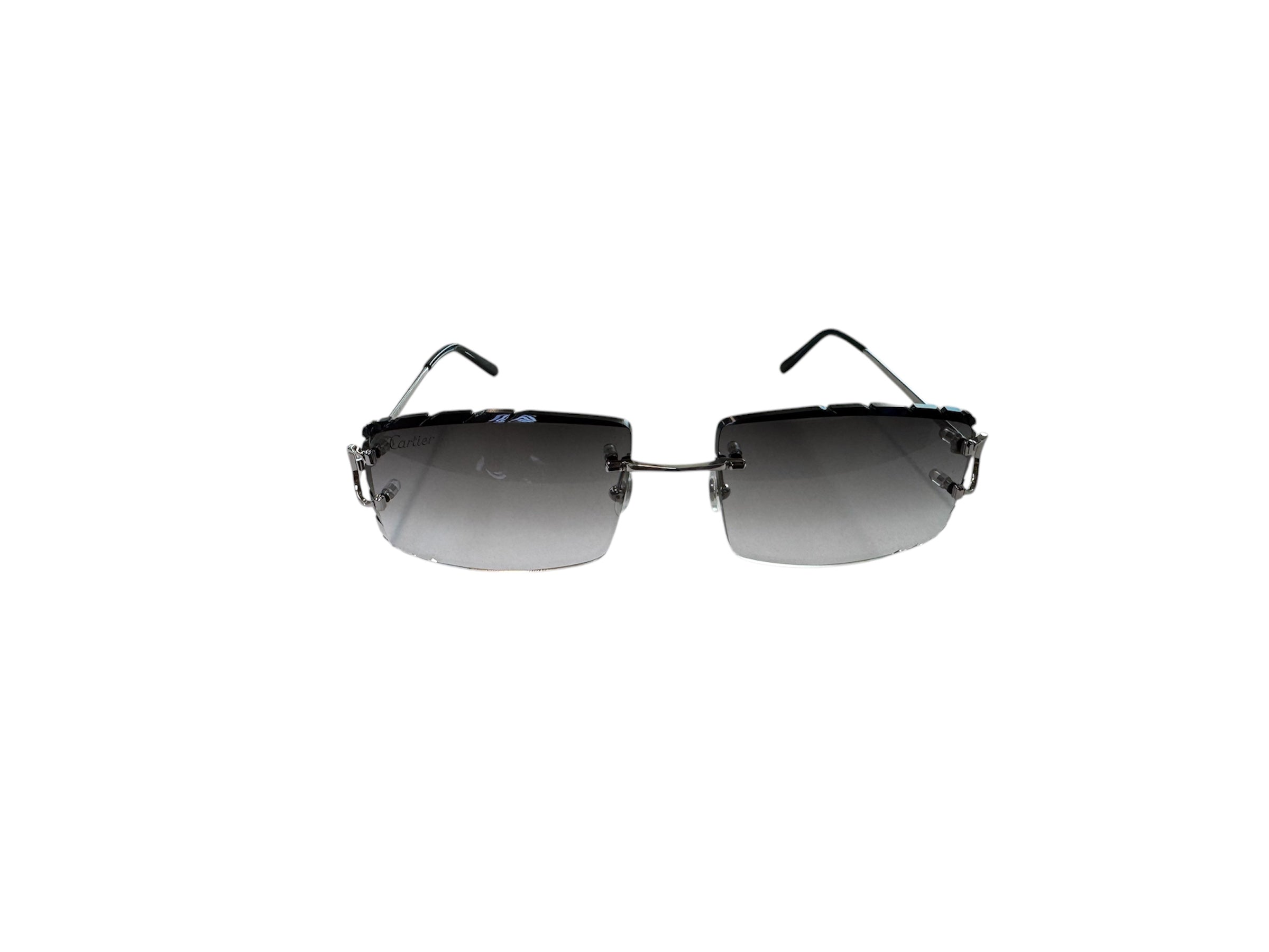 Cartier Sunglasses Silver Frame / Smoke Black Cut Lense