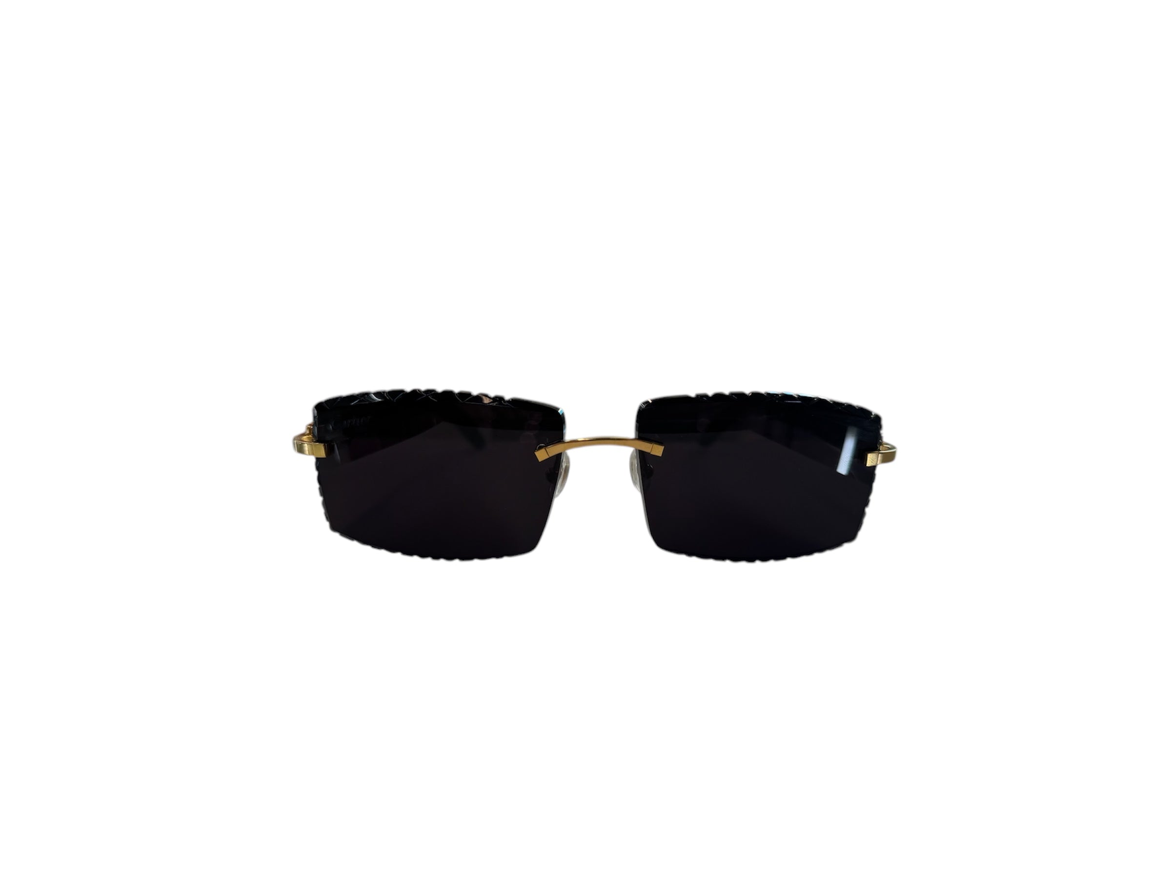 Cartier Sunglasses Black & White Frame / Black Buffalo Cut Lense