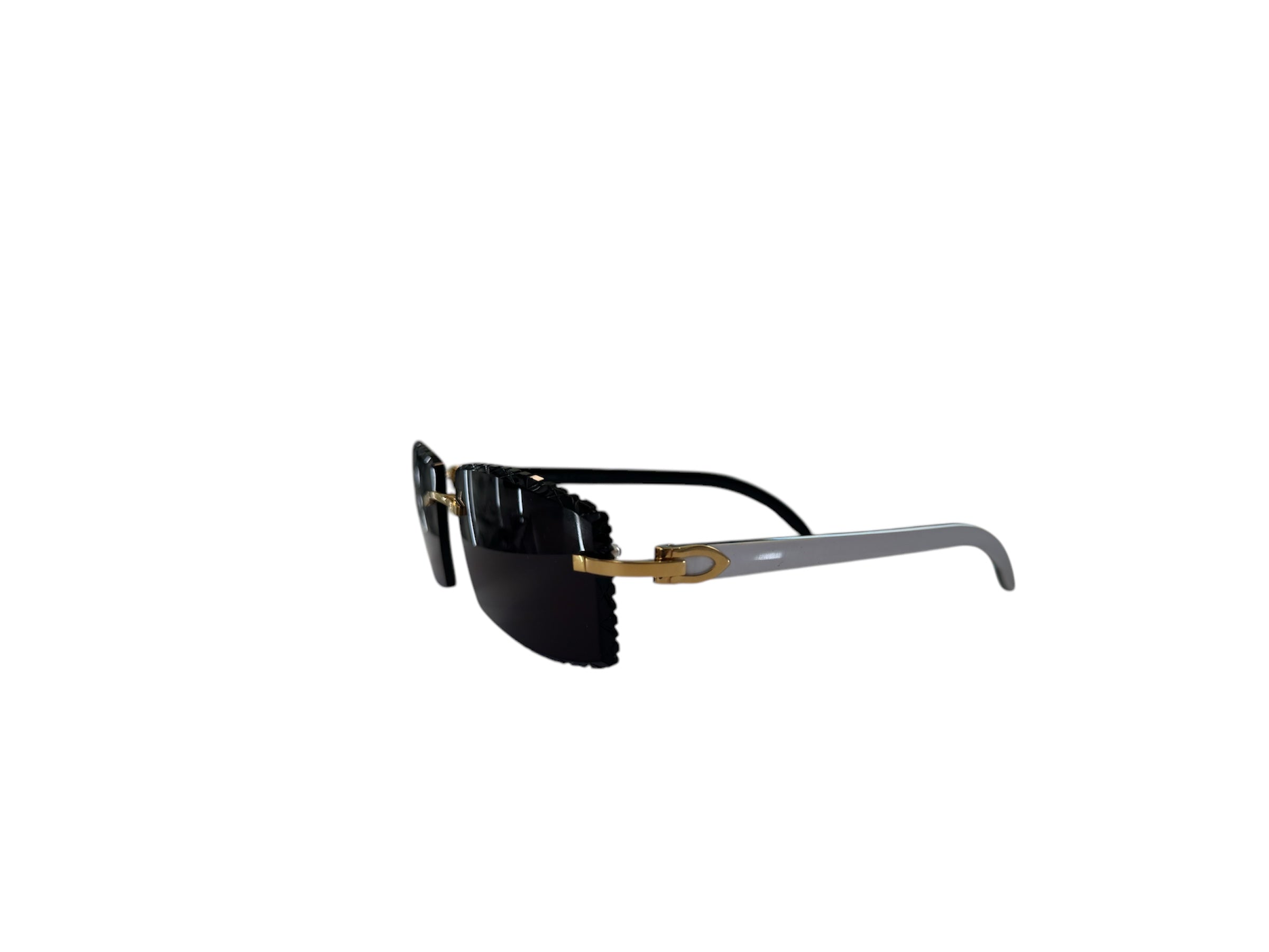 Cartier Sunglasses Black & White Frame / Black Buffalo Cut Lense