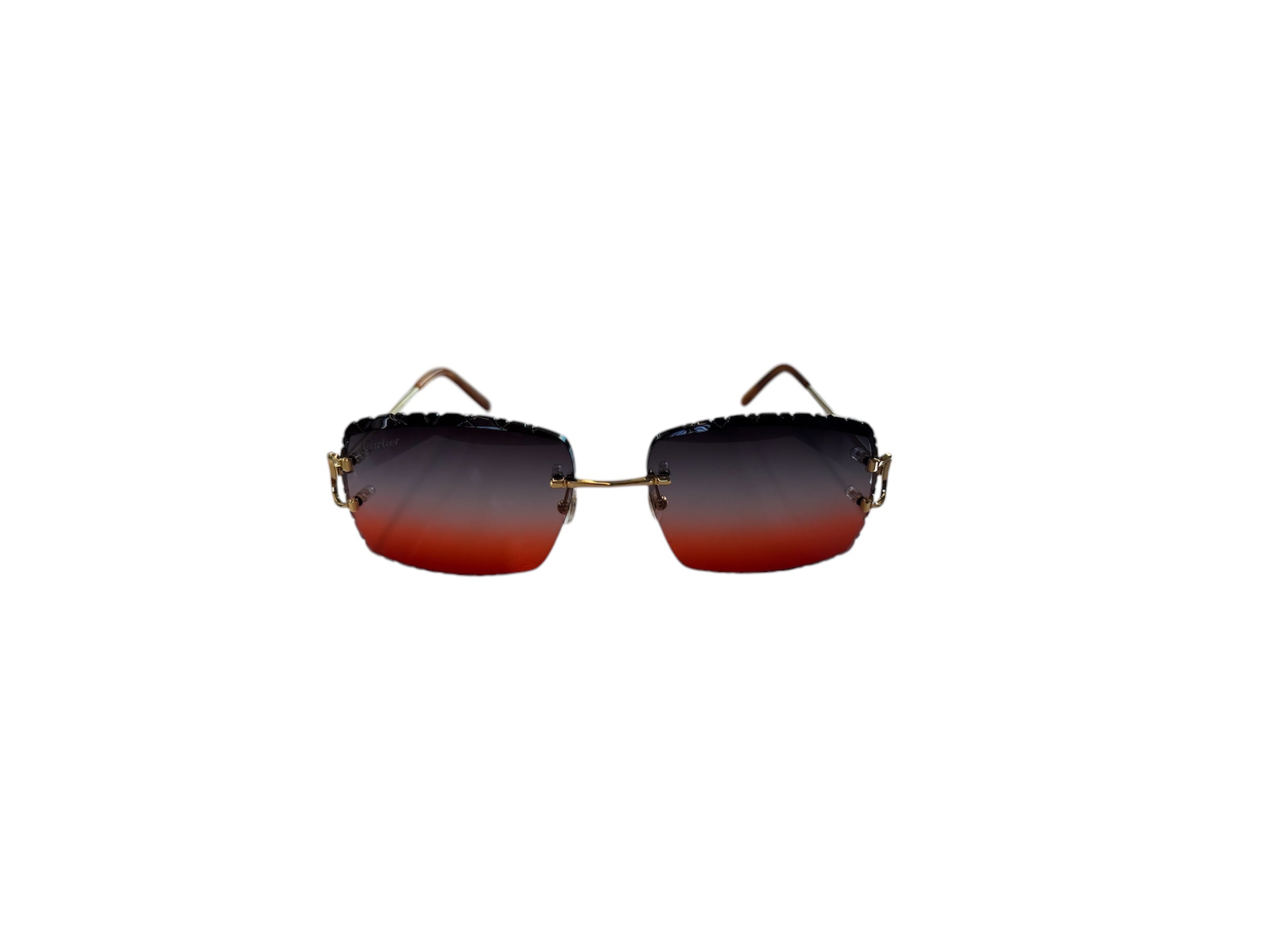 Cartier Sunglasses Gold Framde Black Red Lense Cut