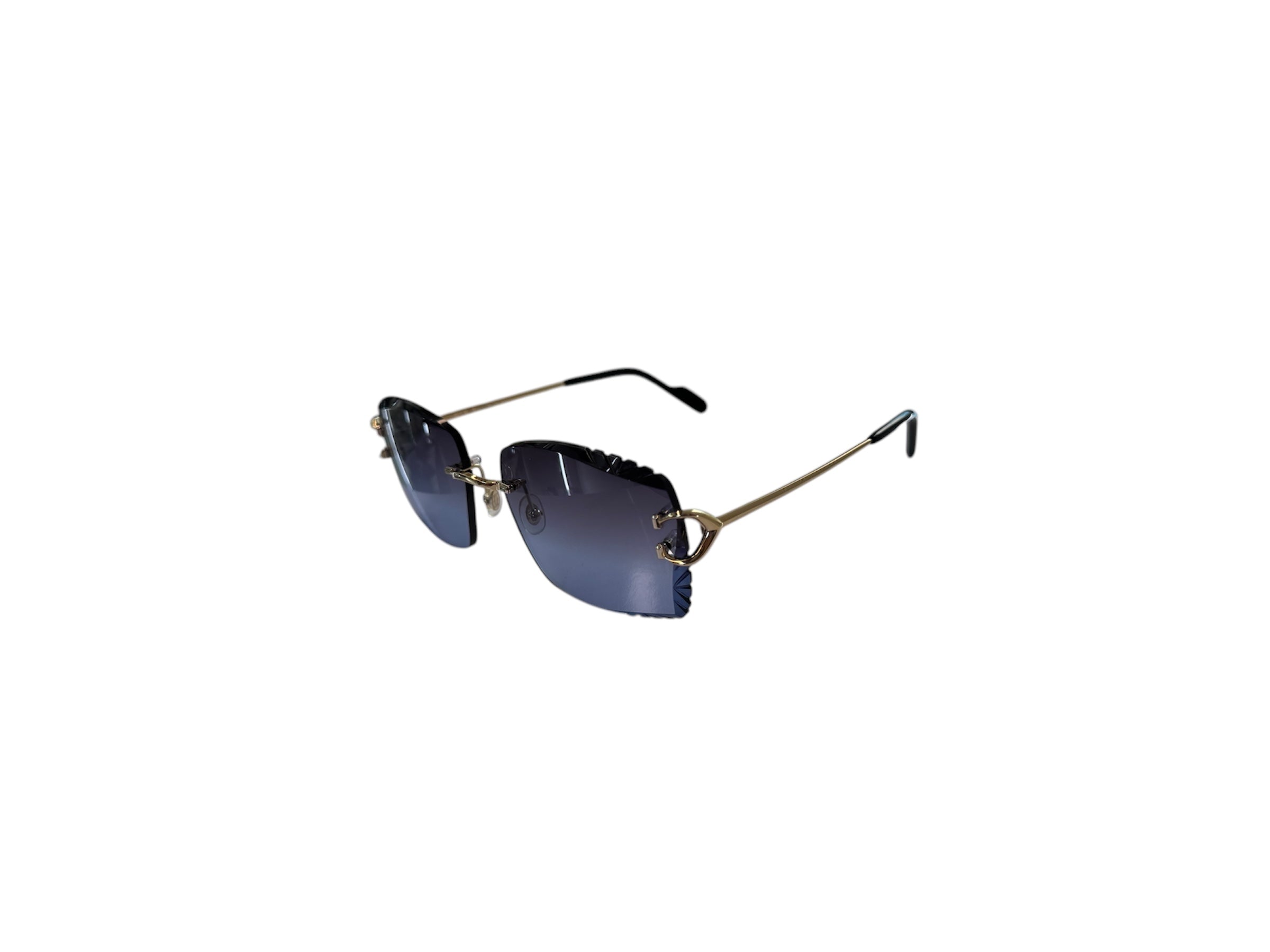 Cartier Sunglasses Gold Frame - NAVY BLUE-LIGHT BLUE Frame Cut