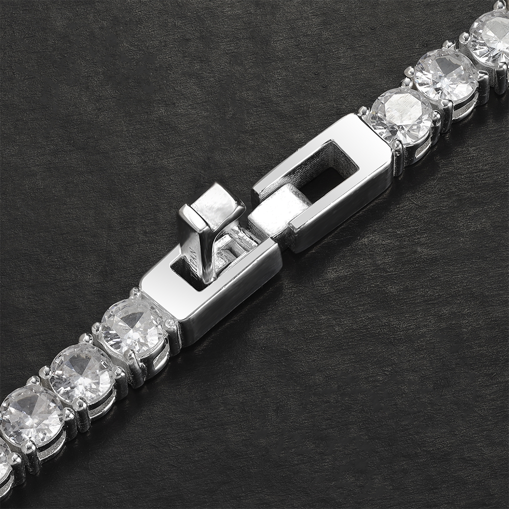 Taipan Tennis Chain Bracelet - White Silver 925