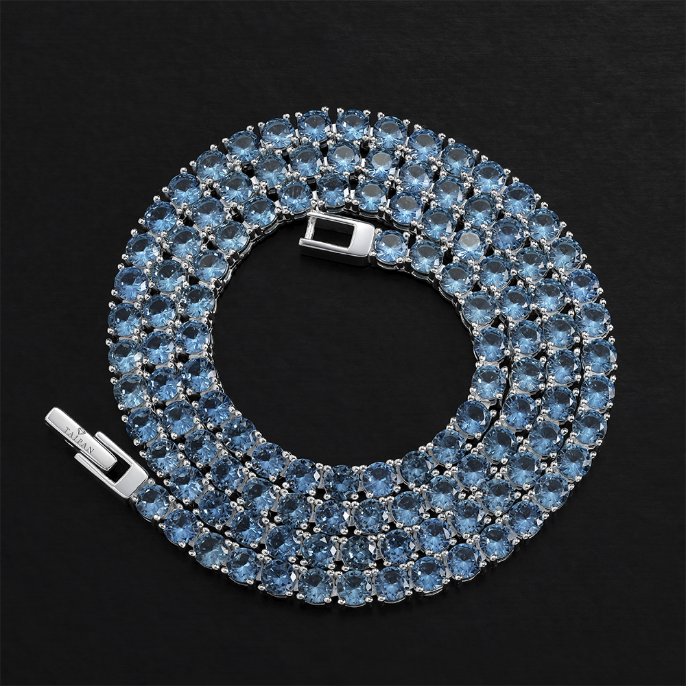 Taipan Tennis Chain Necklace - Blue Silver K1152