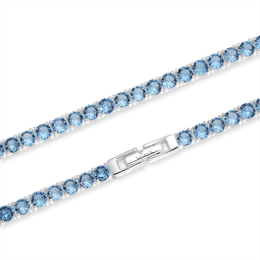 Taipan Tennis Chain Necklace - Blue Silver K1152