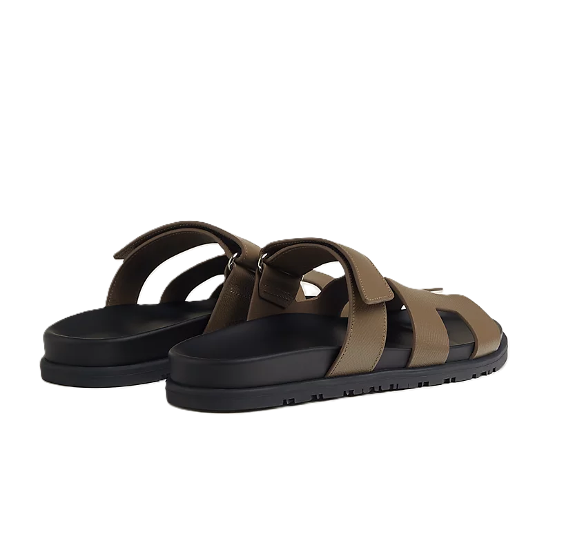 Hermes Chypre Sandal Etoupe in Epsom leather Dark Brown