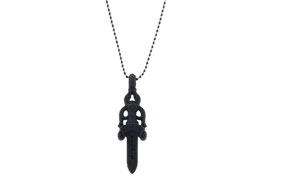 Chrome Hearts Silicone Necklace Dagger Pendant Black