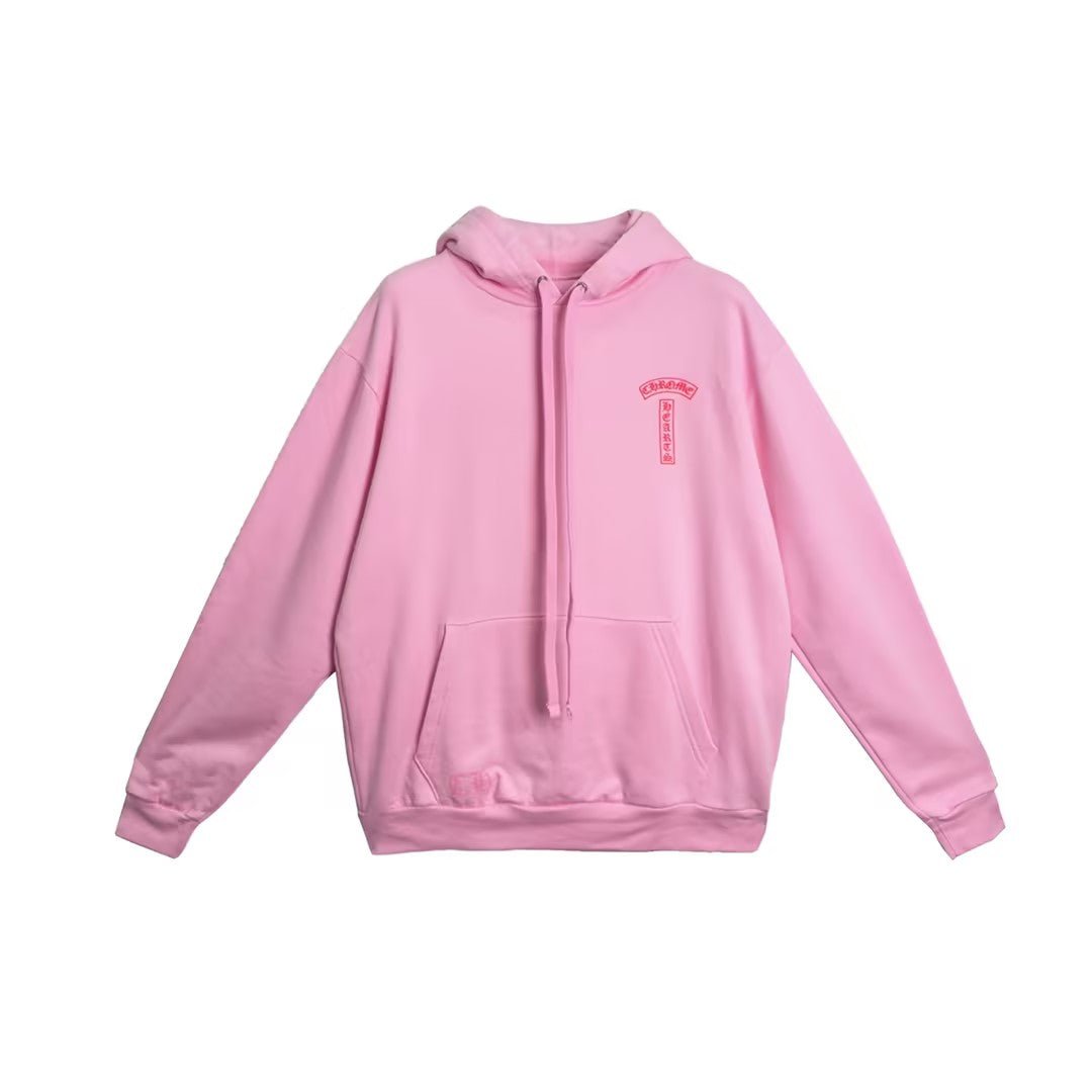 CHROME HEARTS USA SCRIPT LOGO PINK PULLOUR HOODIE