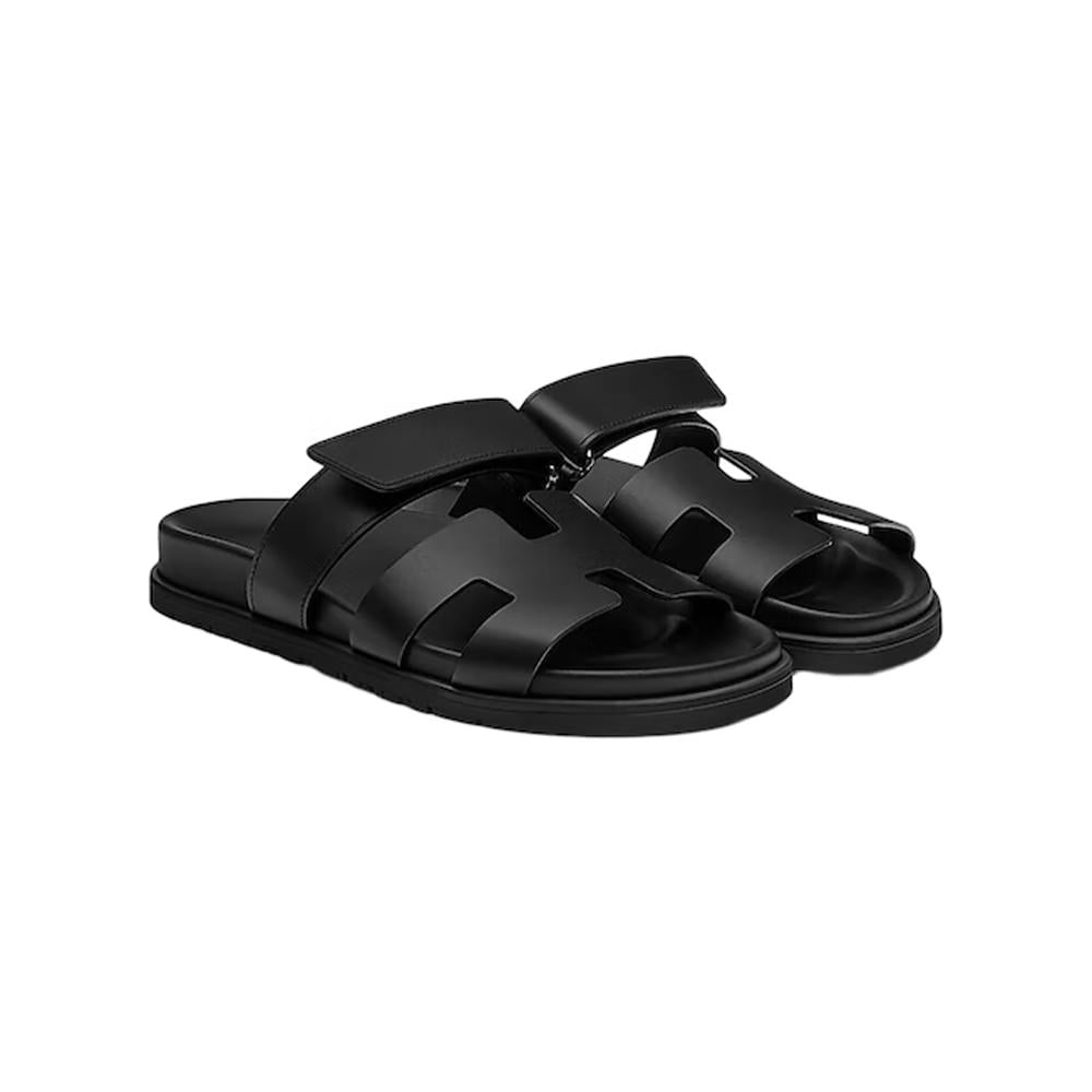 Hermes Chypre Sandal Noir Calfskin Leather